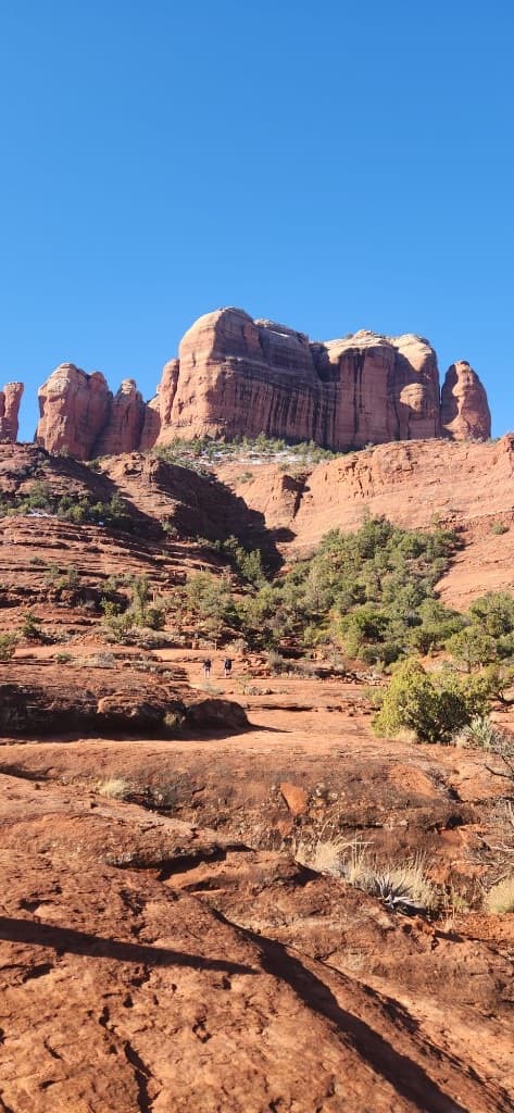 Sedona red rock formations under a clear blue sky
